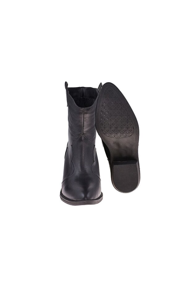 Kadın Siyah Hakiki Deri Kovboy Bot - 3