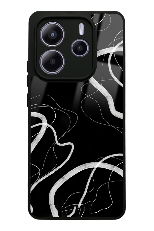 حافظة هاتف لامعة بتصميم مموج أسود لهاتف Xiaomi Redmi Note 14 4G