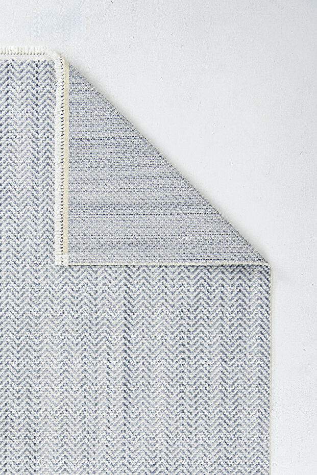 Piana 1113 Mavi - Zigzag Desenli Mavi Oturma Odası Halısı - 4