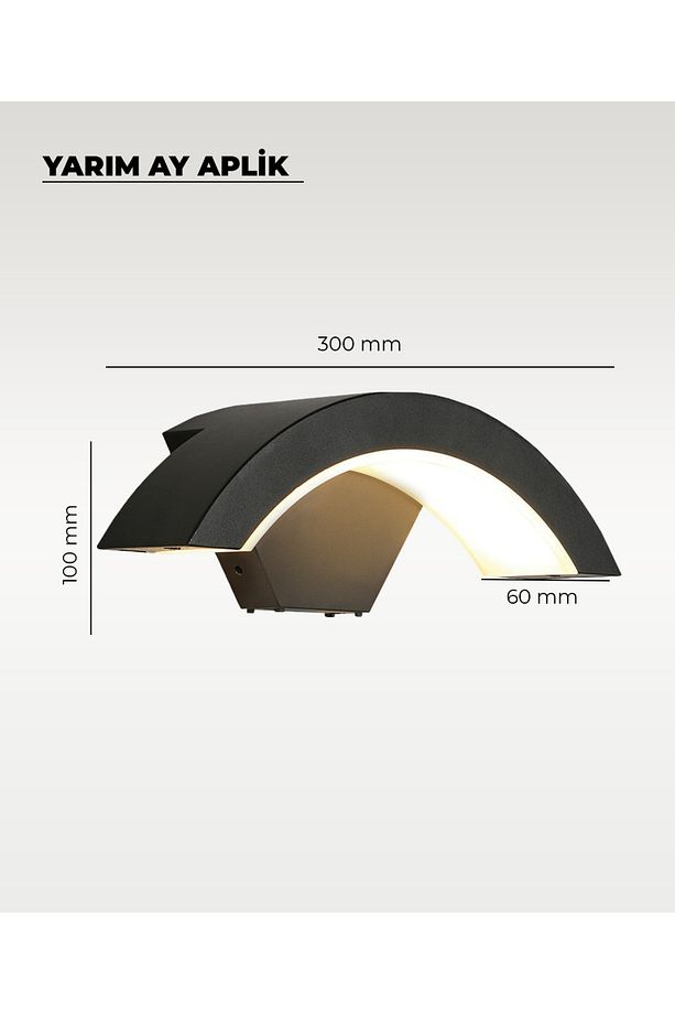 Siyah Led Yarım Ay Aplik 3200k Sarı Işık - 2