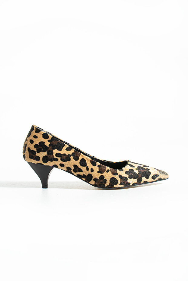 Leopar Desenli Kısa Topuklu Ayakkabı Kadın Sivri Burun Rahat Günlük Şık Ofis Ayakkabısı - 7