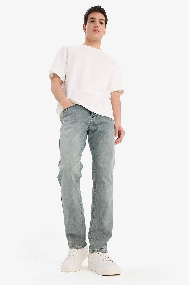 E8203 Yeşil Sergio Regular Fit Normal Kalıp Normal Bel Boru Paça Jean Pantolon - 3