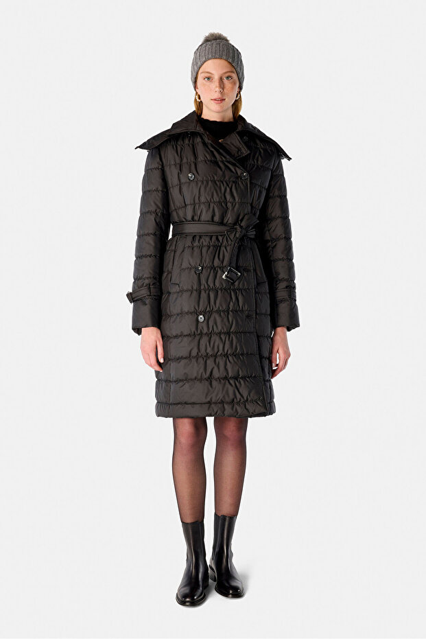 SİYAH KRUVAZE YAKA MONT - 6