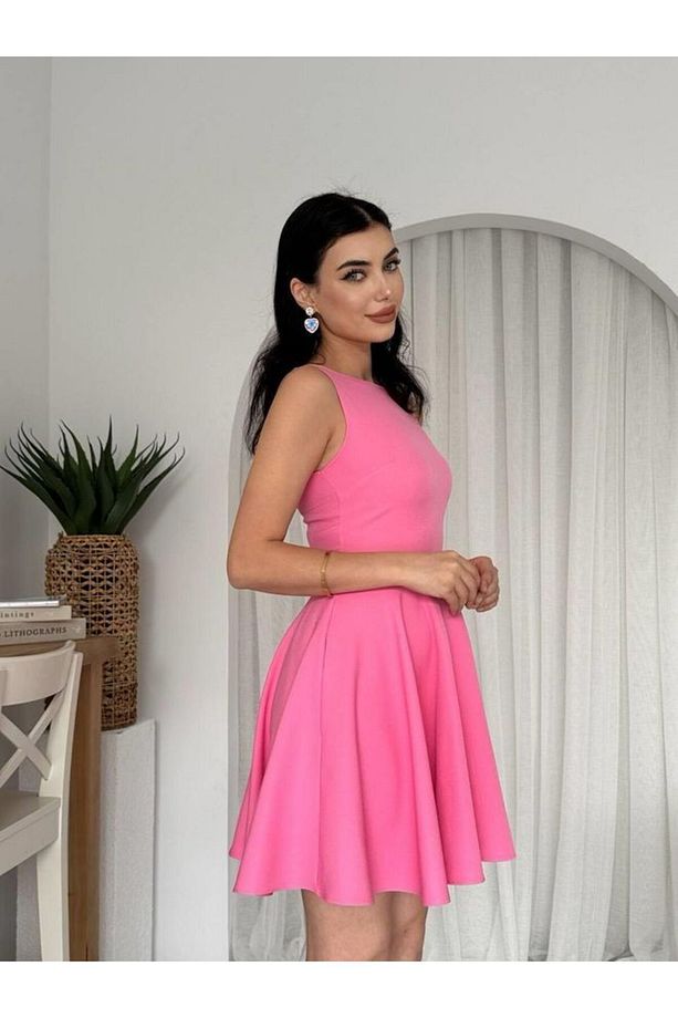 Cep Detaylı Pembe Elbise - 4