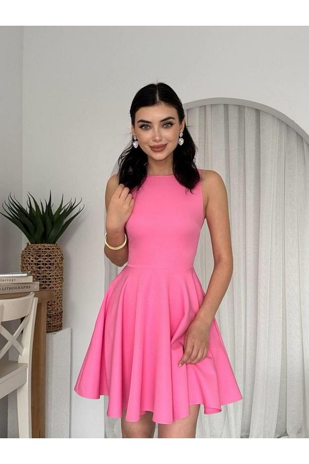Cep Detaylı Pembe Elbise - 5