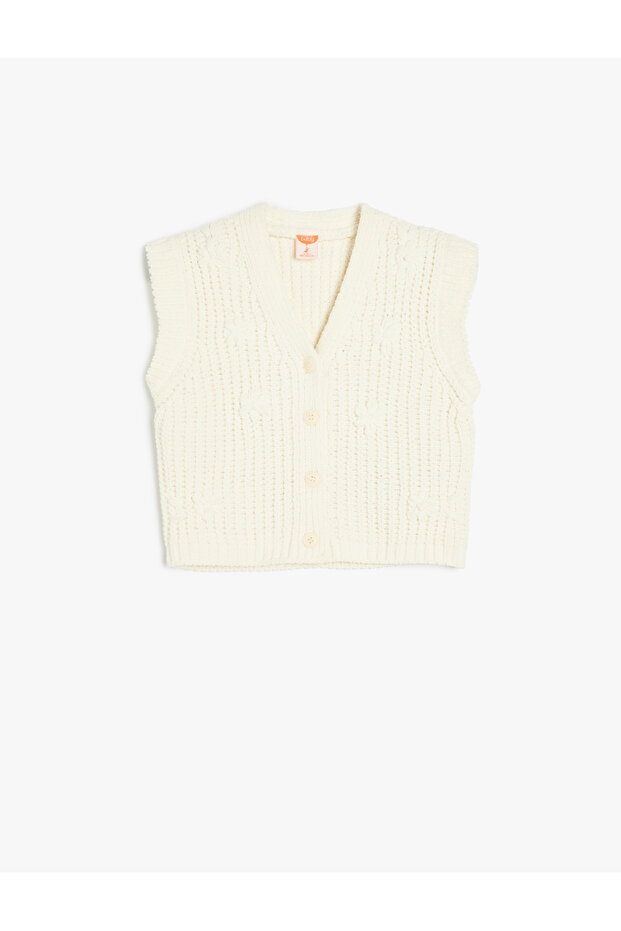 V-Neck Sleeveless Buttoned Basic Knitwear Cardigan