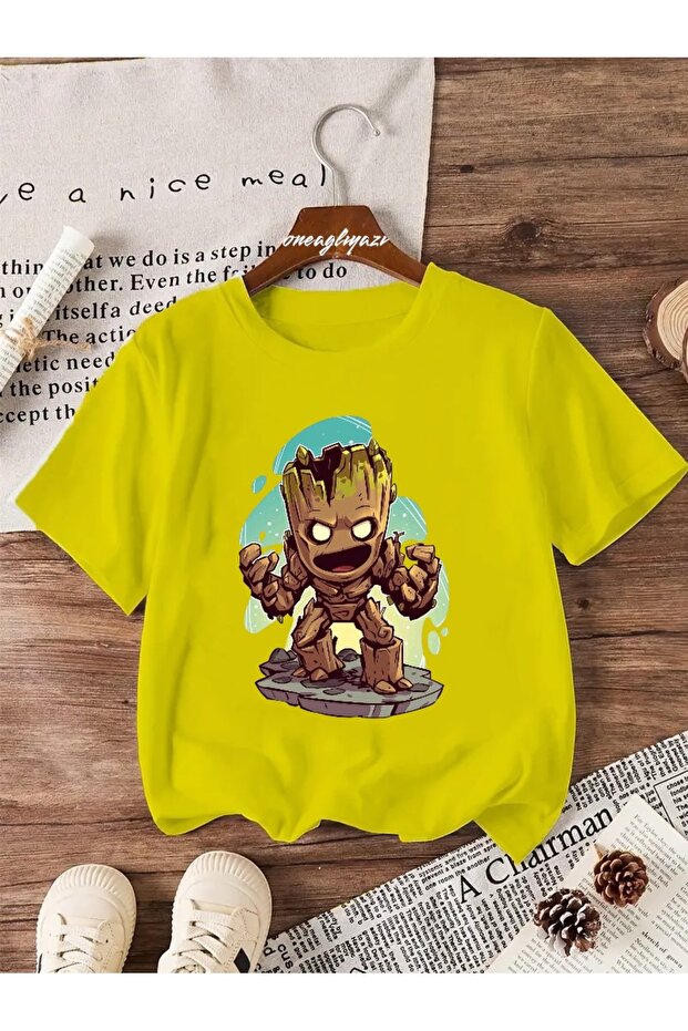 تي شيرت كبير الحجم مطبوع عليه Groot للأطفال