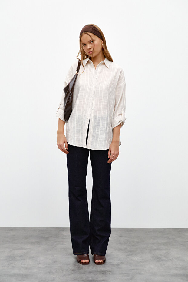 Simli Oversize Gömlek - 6