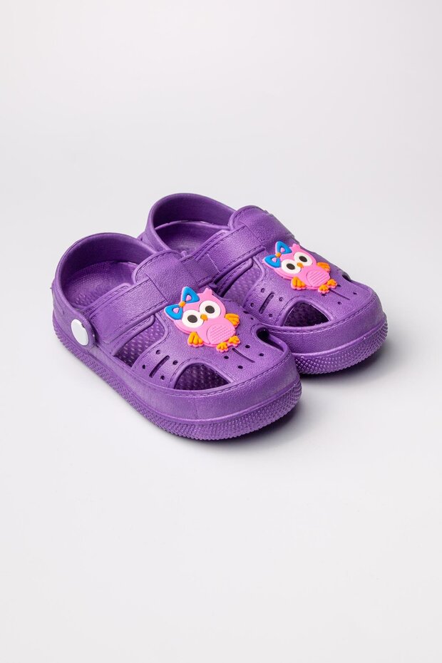 Owl Figured Non-Slip Soft Sole Slippers Purple