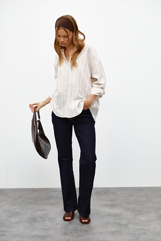 Simli Oversize Gömlek - 5