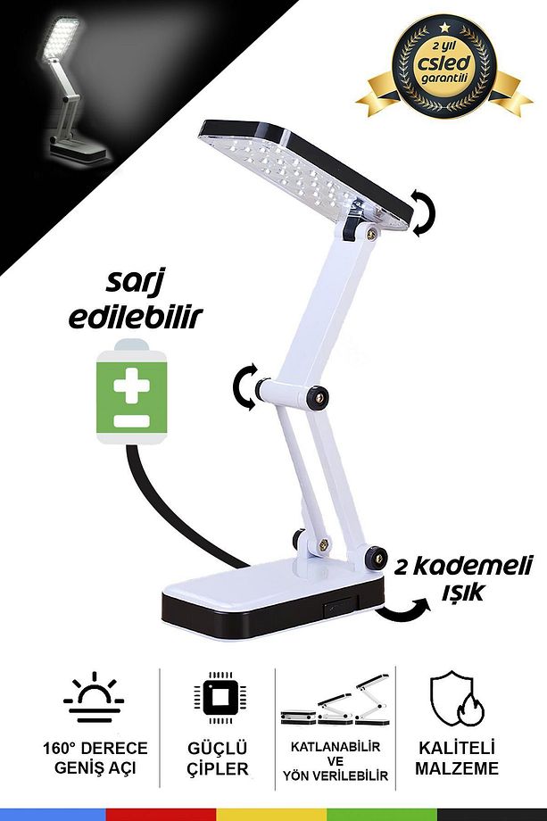 Şarjlı Robot LED Masa Lambaları – Katlanabilir, Portatif, Kamp & Ders Çalışma Işığı (24 LED) - 1