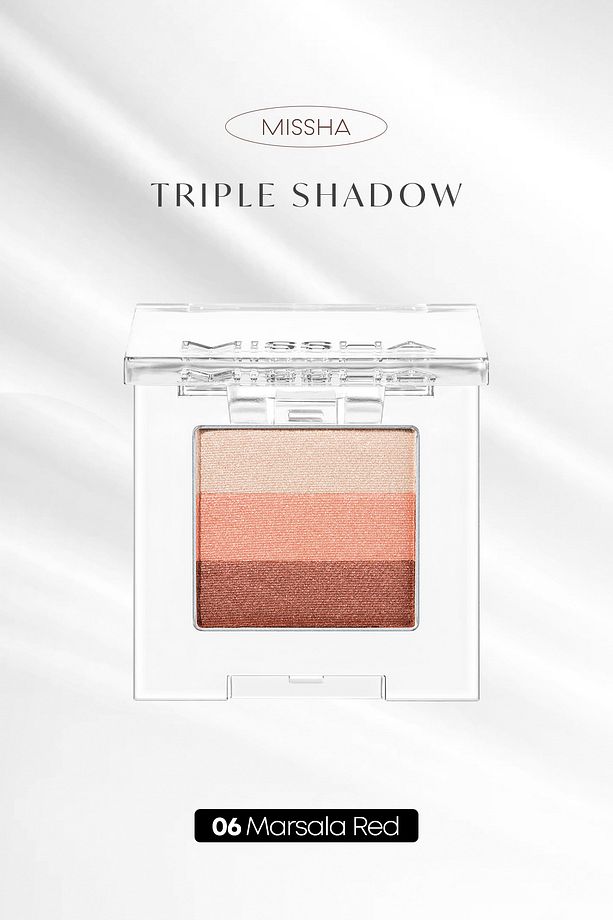 Yumuşak Dokulu, Dökülme Yapmayan 3 Renkli Göz Farı Triple Shadow No.6 (MARSALA RED) - 1