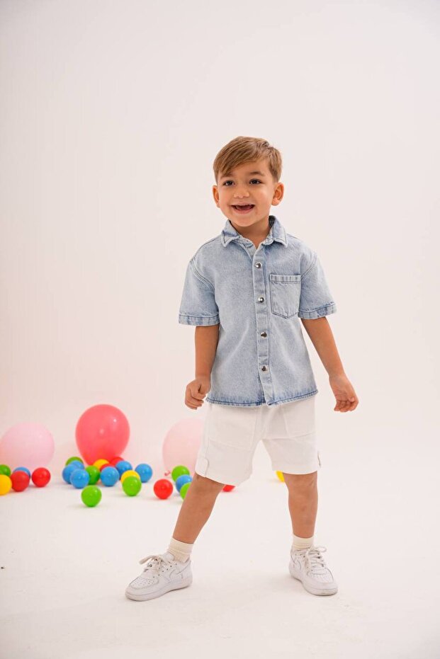 Boy's Denim Suit with Shorts