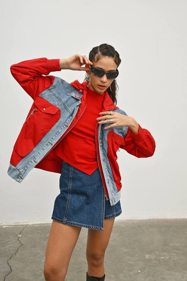 Mix Kadın Oversize Kot Yağmurluk - 3