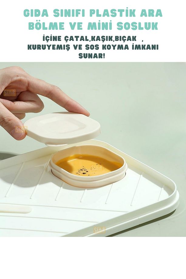 Bento 820ml Lunchbox Sevimli Dostlar Tek Katlı 3 Bölmeli Paslanmaz Çelik Sefer Tası Yemek Kutusu - 6
