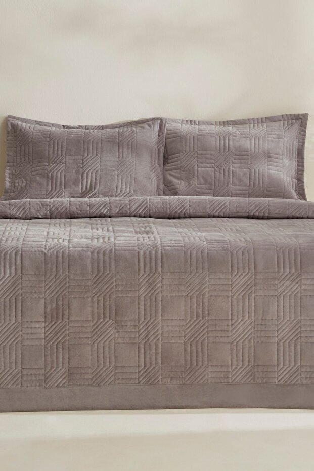 Sally Tek Kişilik Yatak Örtüsü Seti Gri - 2