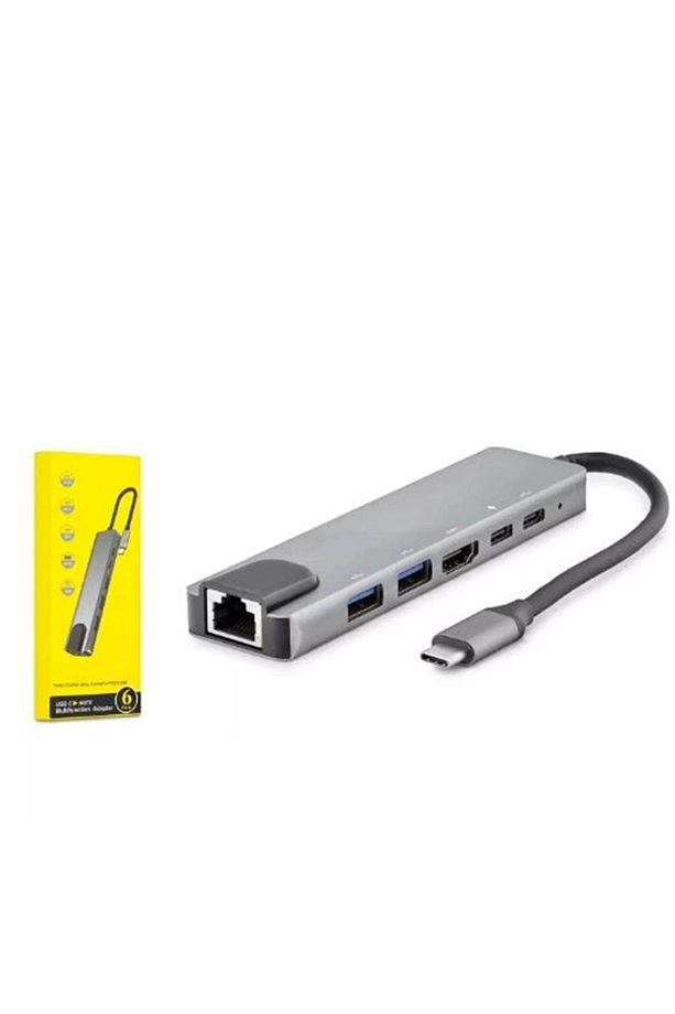 HDX7791 TYPE-C HDTV COMBO HDMI 4K 30HZ + 2-TYPE-C + 2-USB3.0 + LAN 6IN1 GRİ - 1