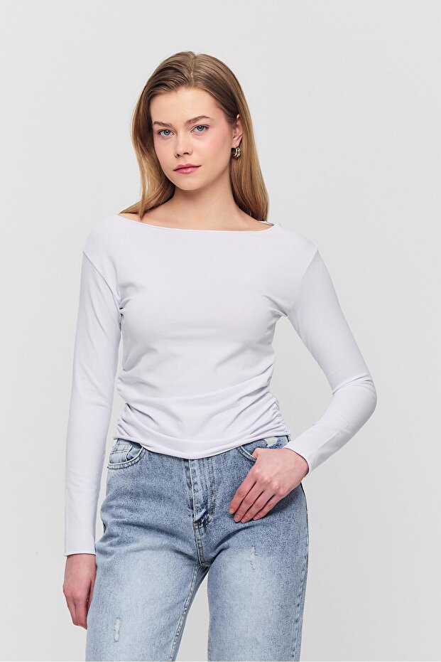 3027 بلوزة جانبية مجمعة إكرو - 2