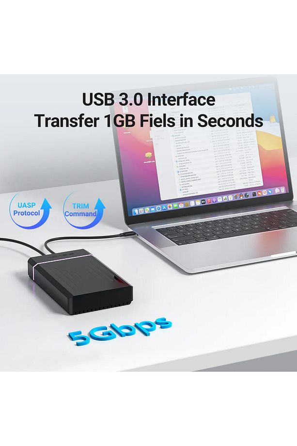 2.5"/3.5" RGB, Vidasiz Montaj, 24TB Destekli USB3.2 Gen1 to Sata Disk Kutusu - 3