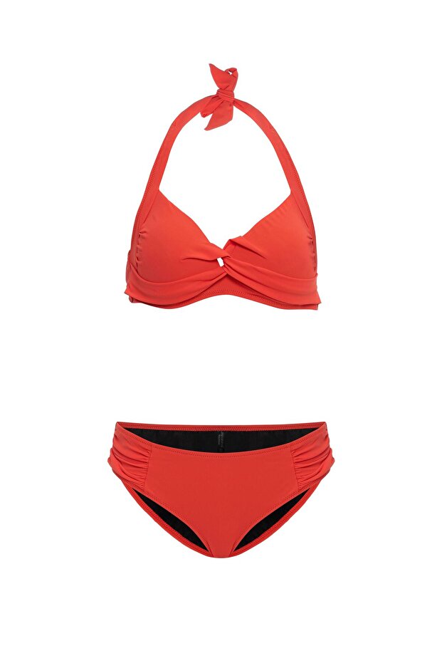 Aquaviva Women's Red Violet Halter Neck Bikini Set