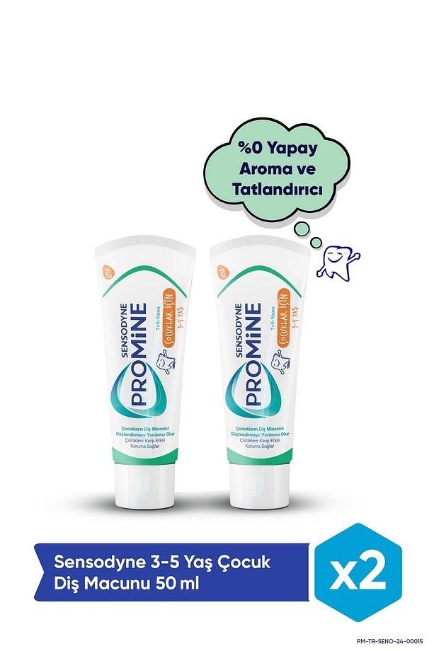 Promine 3-5 Yaş Çocuklar Için Gün Boyu Çürüklere Karşı Koruyan Diş Macunu 50ml X 2 Adet - 1