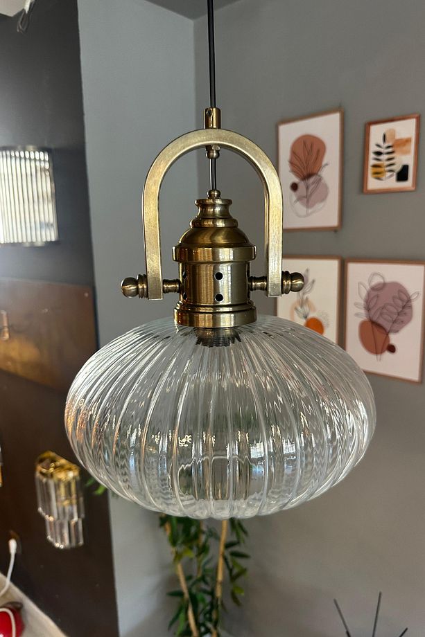 Elegant Şeffaf Cam Avize Delikli Eskitme Başlık Başlık Sarkıt Lamba Restoran Salon Aydınlatma - 4