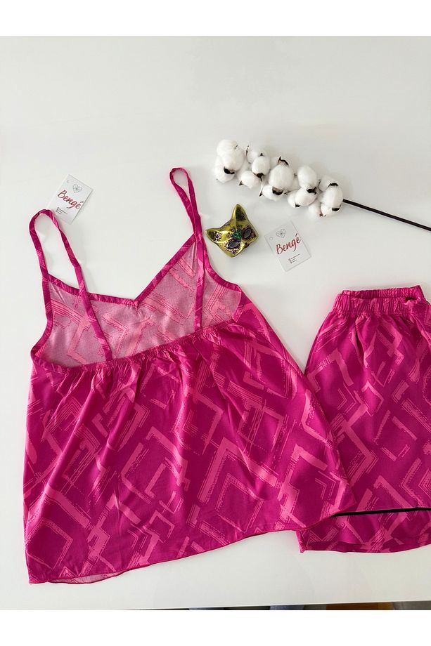 Pink Set Şort Pijama Takımı - 4