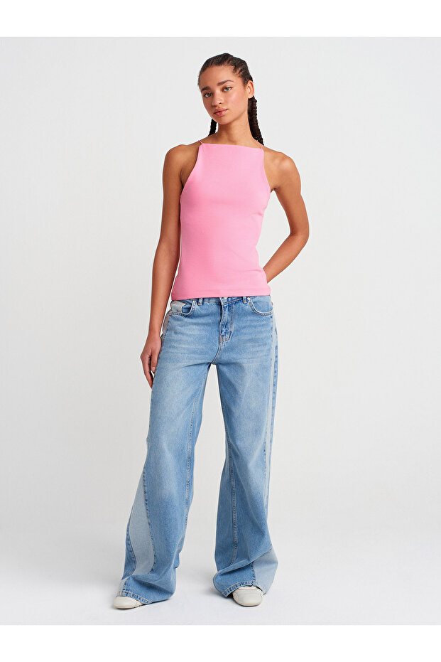 21020 Halter Yaka Top-Pembe - 4