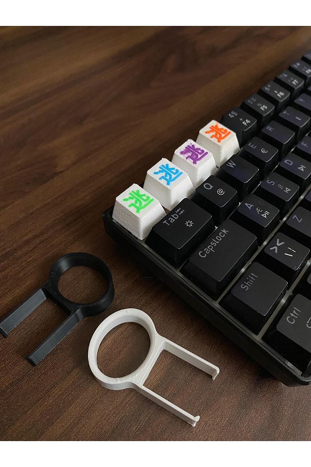 4 Adet Özel Tasarım Japon Kanji  Desenli mekanik tuş Ve 2 Adet Klavye Tuşu Keycap Sökücü - 1