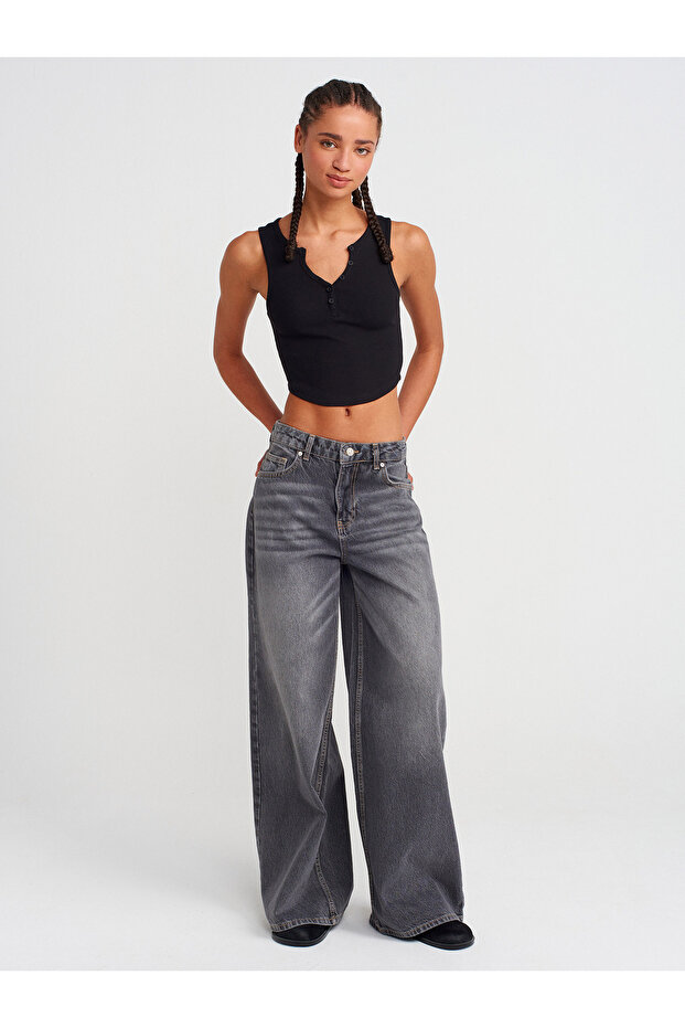 20844 Önü Düğmeli Top-Siyah - 4