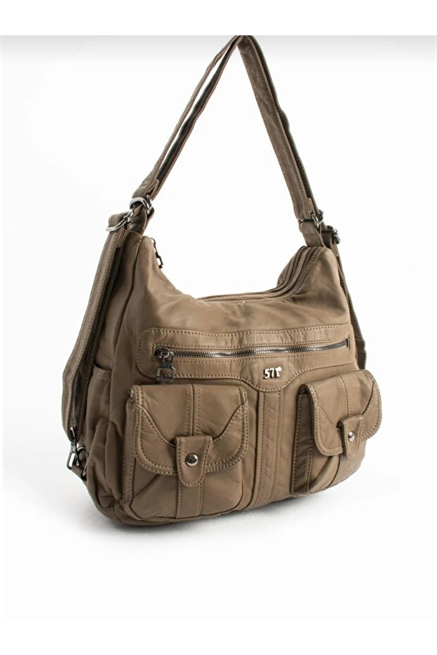 حقيبة ظهر من الجلد الصناعي - 4