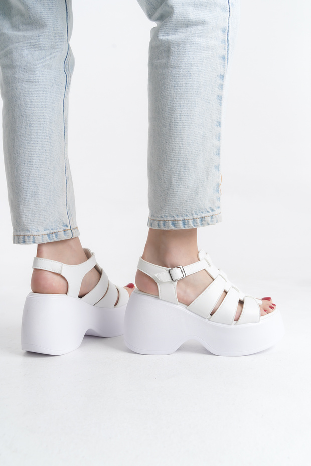 Women's Special Design High Wedge Sole Gladiator Cage Sandals Shoes with Orthopedic Soles