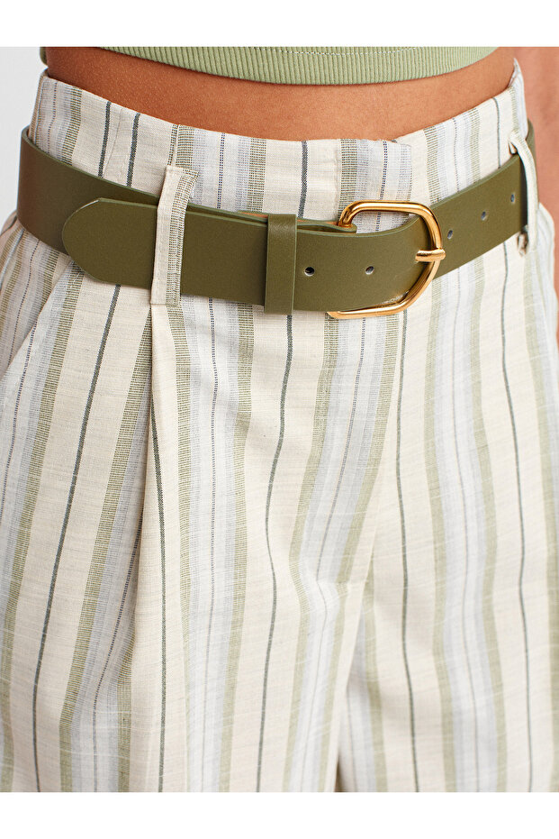 71613 Kemerli Şort-yeşil - 4