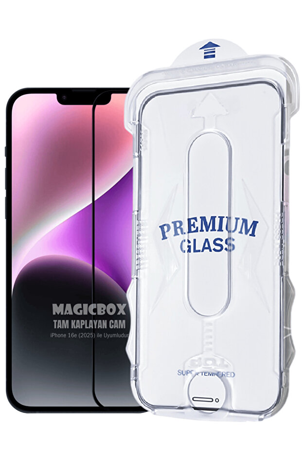 [ماجيك بوكس] واقي شاشة كامل التغطية متوافق مع آيفون 16e (2025) مع جهاز سهل التركيب من ماجيك بوكس - 1