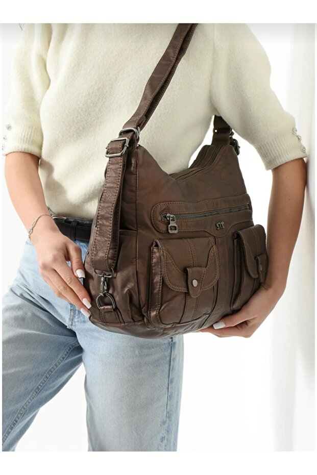 حقيبة ظهر من الجلد الصناعي - 2