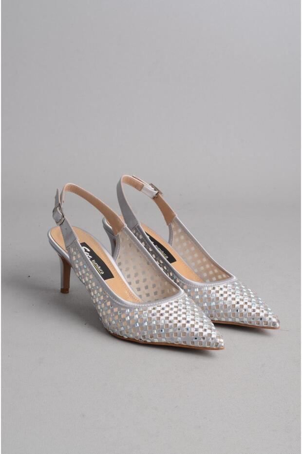 Select 088 stone heel women's shoe (heel 7 cm) silver