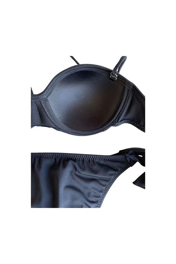 Siyah Çok Dar Kalıp Içi Boş Kap Bikini Takımı - 7