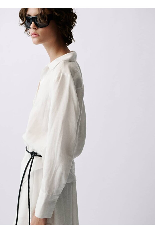 Regular kesim keten gömlek - 5