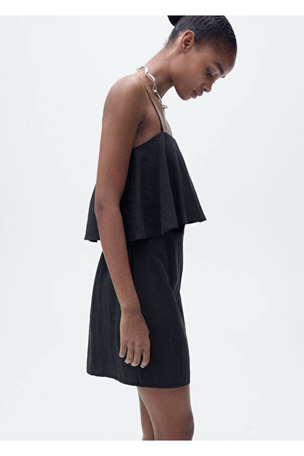 Volanlı lyocell elbise - 6