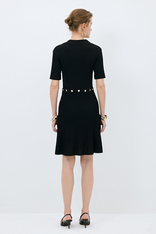 Çıtçıtlı Triko Elbise - 5