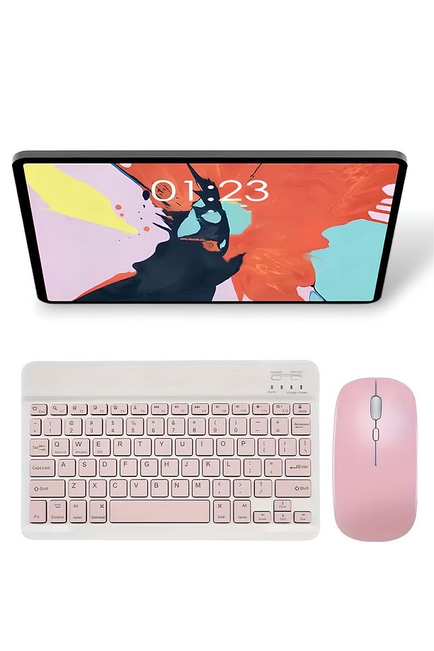 Kablosuz Bluetooth Klavye ve Mause Seti Android İos Windows Uyumlu Slim Tablet Pc Klavyesi - 2