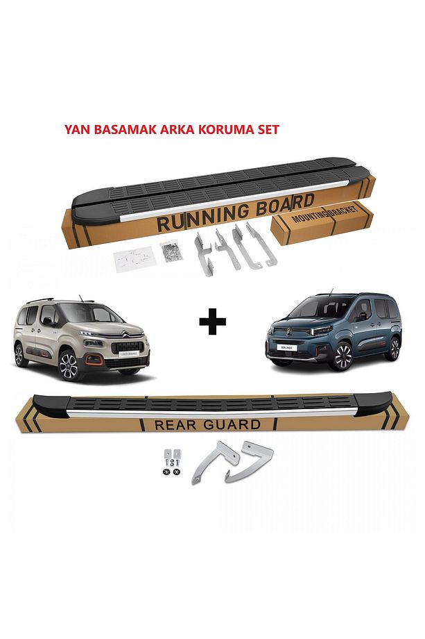 BERLİNGO YAN BASAMAK VE ARKA KORUMA SET 2019 2020 2021 2022 2023 2024 2025 - 1