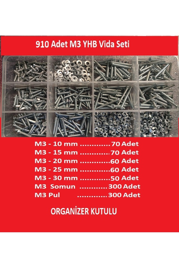 M3 Yhb Vida Somun Pul Seti-910 Adet   Organizer Kutulu - 1
