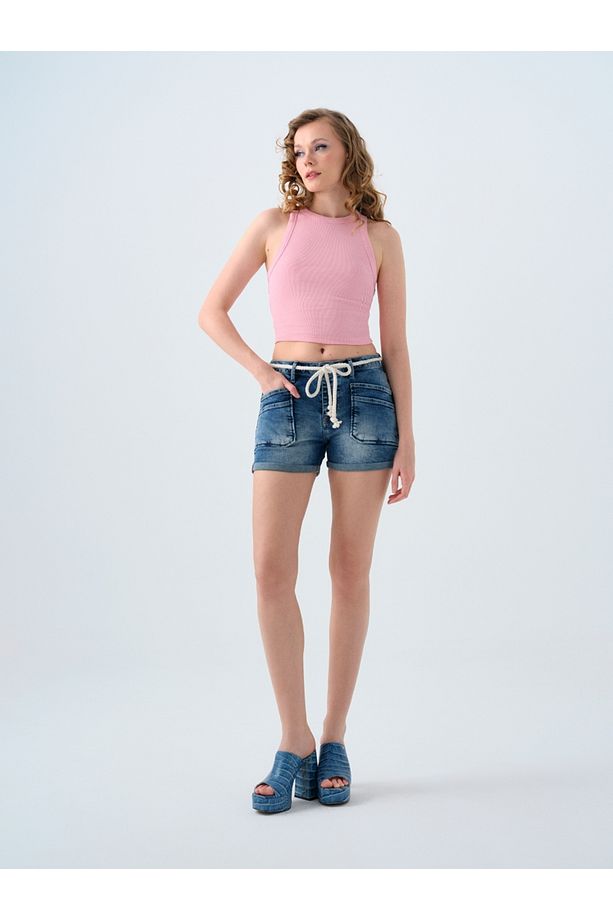 Slim Fit Kadın Şort - 1