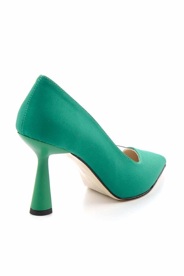 Matowe zielone damskie klasyczne buty na wysokim obcasie K01992000938 - 4