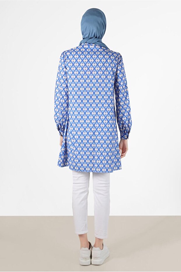 Bağlama Detaylı Desenli Tunik 42641-1 - 3