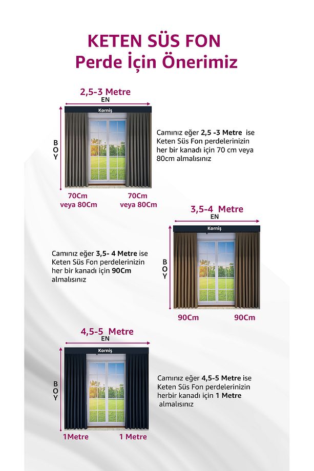 Donatti Açık Gri Düz Keten Fon Perde 1/3 Pile Tek Kanat - 4