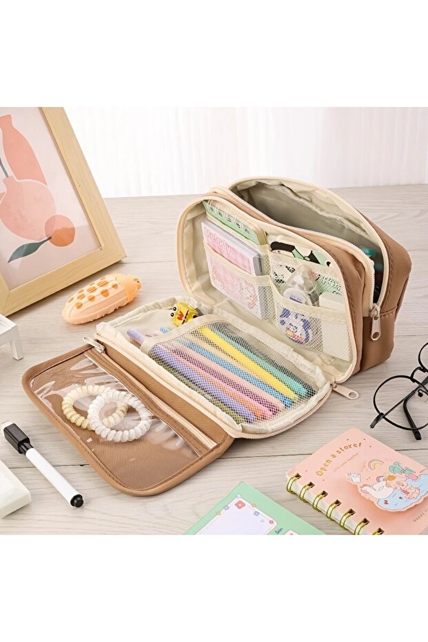 Large Capacity Simple Design Pencil Case Pen Holder School Cosmetic Organizer