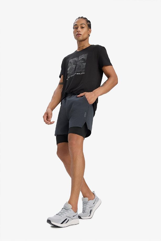 DeFactoFit Slim Fit Dar Kesim Sporcu Taytlı Dokuma Şort D7809AX25SP - 4