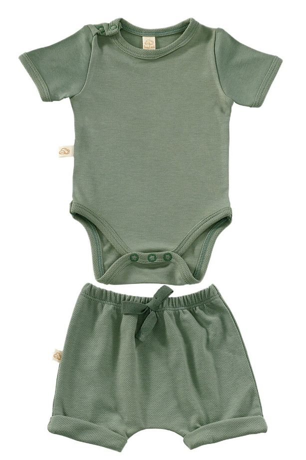 Unisex 2 Parça Kısa Kollu Bebek Yazlık Bodysuit Ve Şort Seti - Elation Gourd - 2